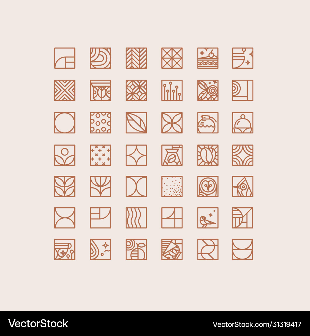 Art deco coffee icons beige vector image