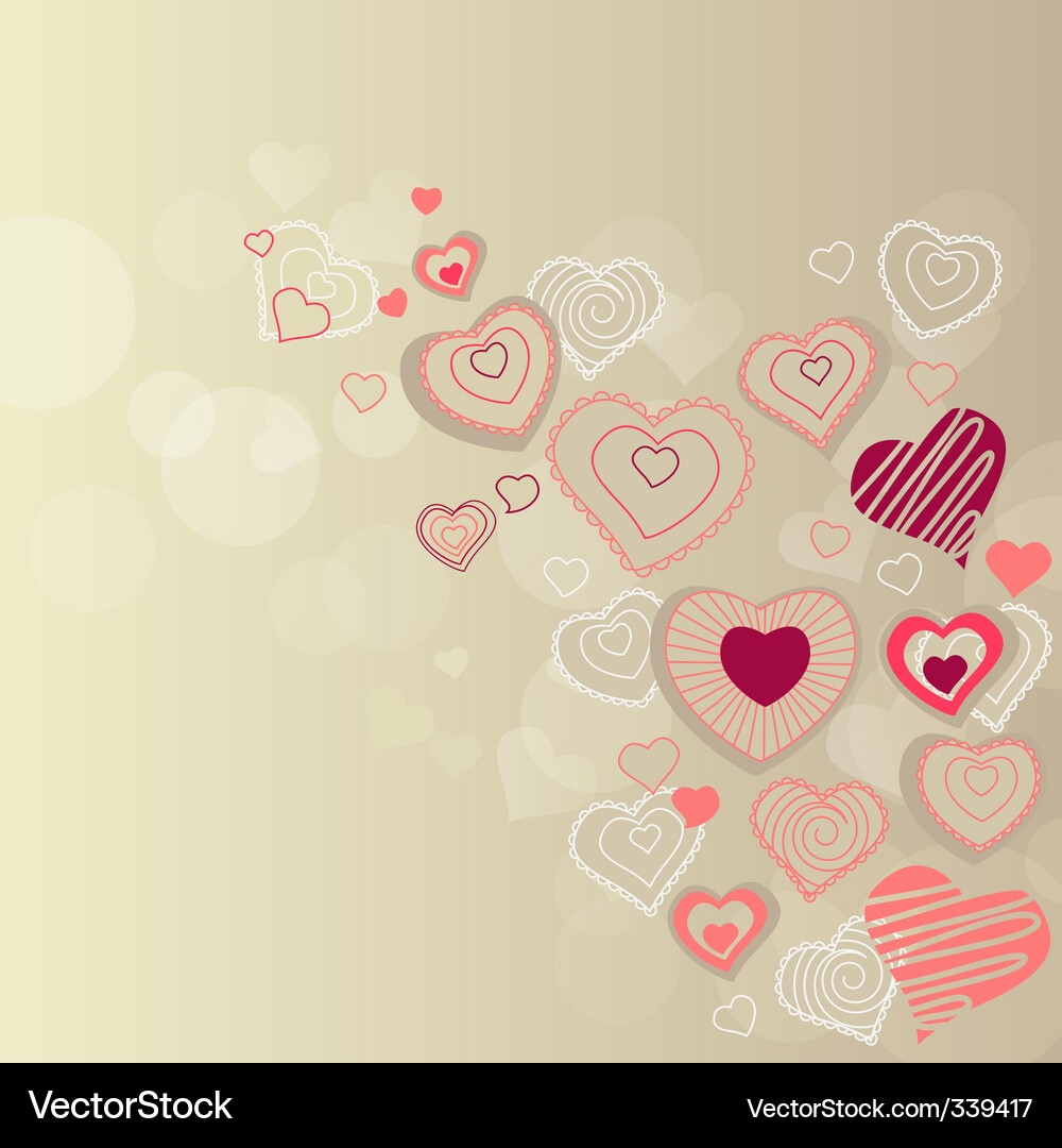 Contour hearts on pastel background Vector Image
