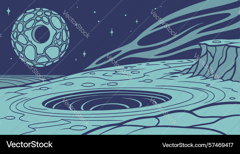 Cosmic vortex with mysterious orb abstract art vector image
