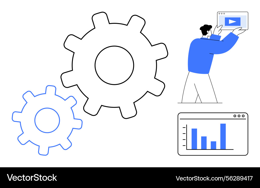 Process optimization with gear mechanisms and data Process optimization with gear mechanisms and data vector image