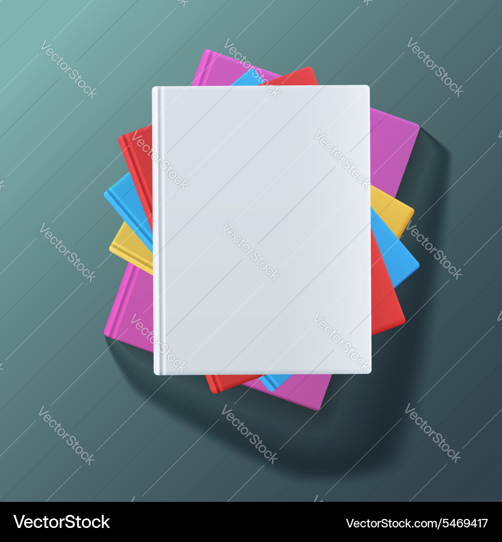 Stack of blank books top view vector image