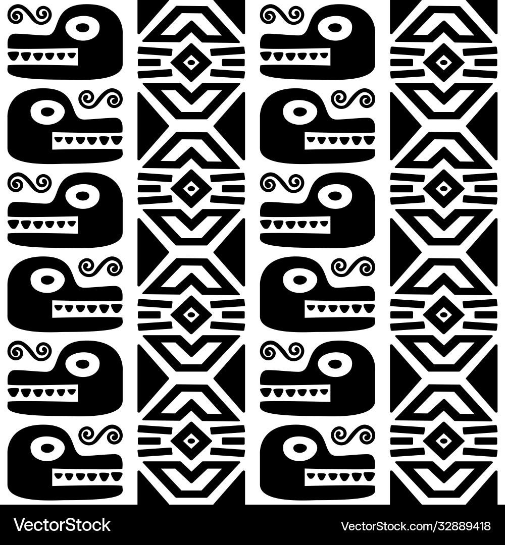Aztec Snake Pattern - Seamless Vector Image