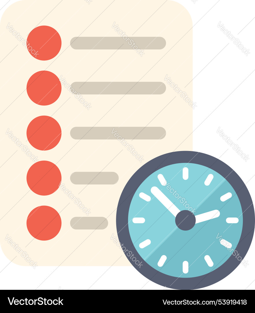 Clock showing deadline of tasks on to do list Clock showing deadline of tasks on to do list vector image