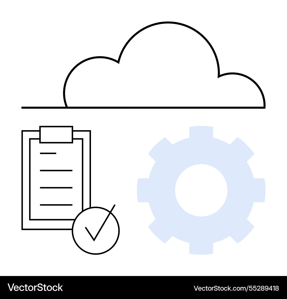 Cloud computing with checklist and gear vector image