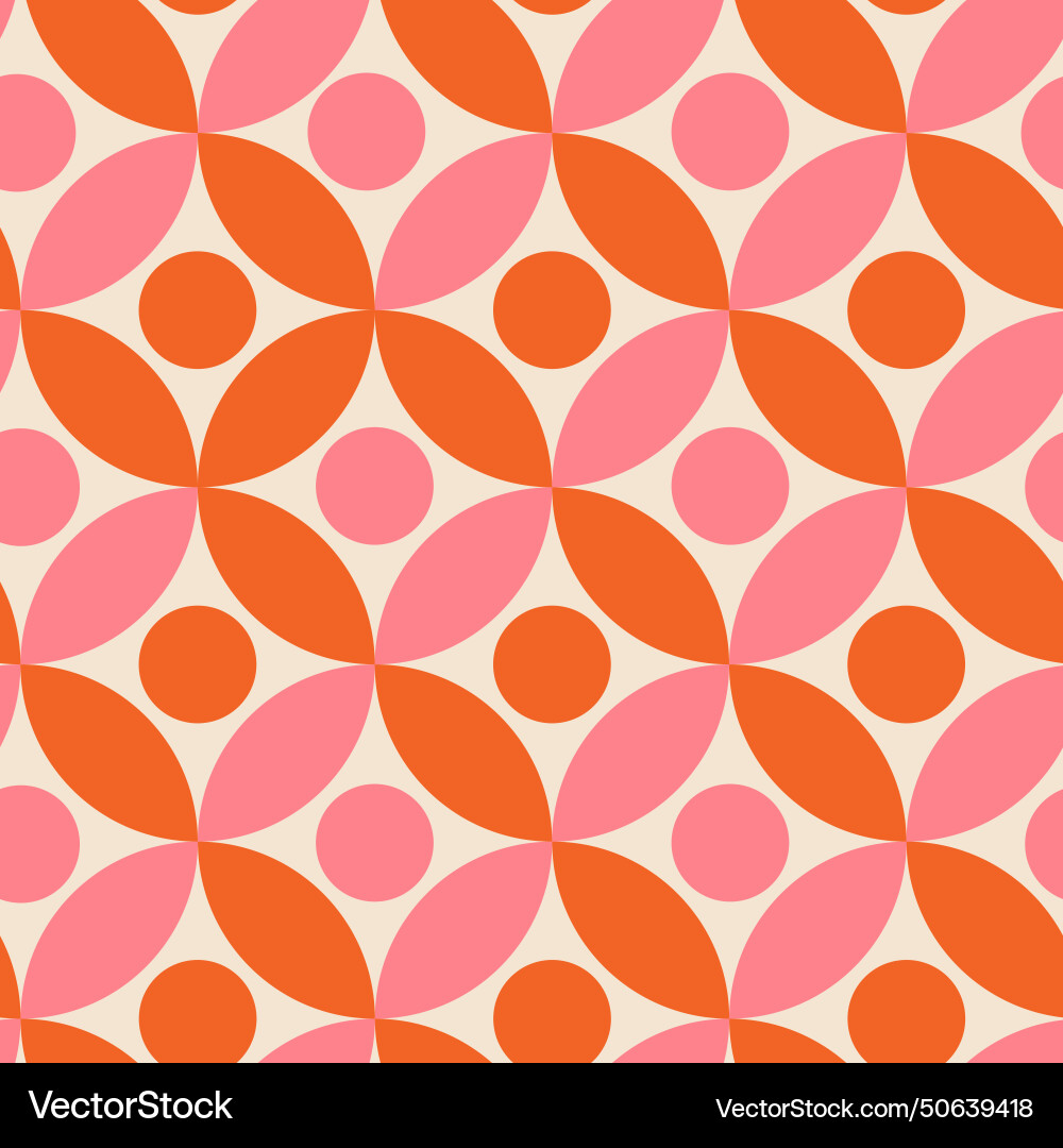 Mid century pink orange circles seamless pattern Mid century pink orange circles seamless pattern vector image
