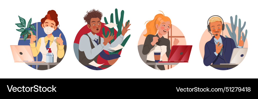 Office worker man and woman character set Vector Image