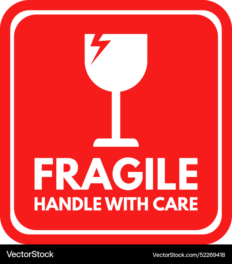 Red fragile icon handle with care Vector Image
