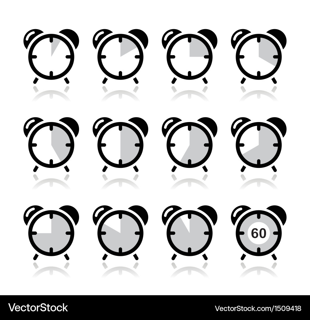 Time measure clock icons set vector image