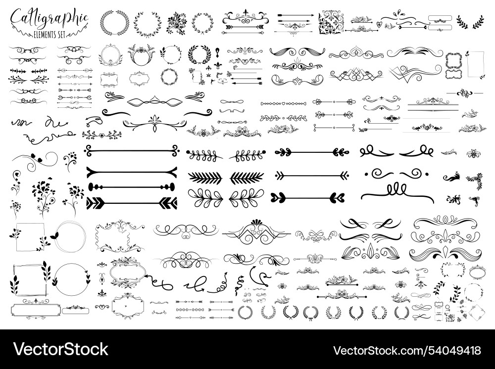 Various calligraphic design elements set vector image