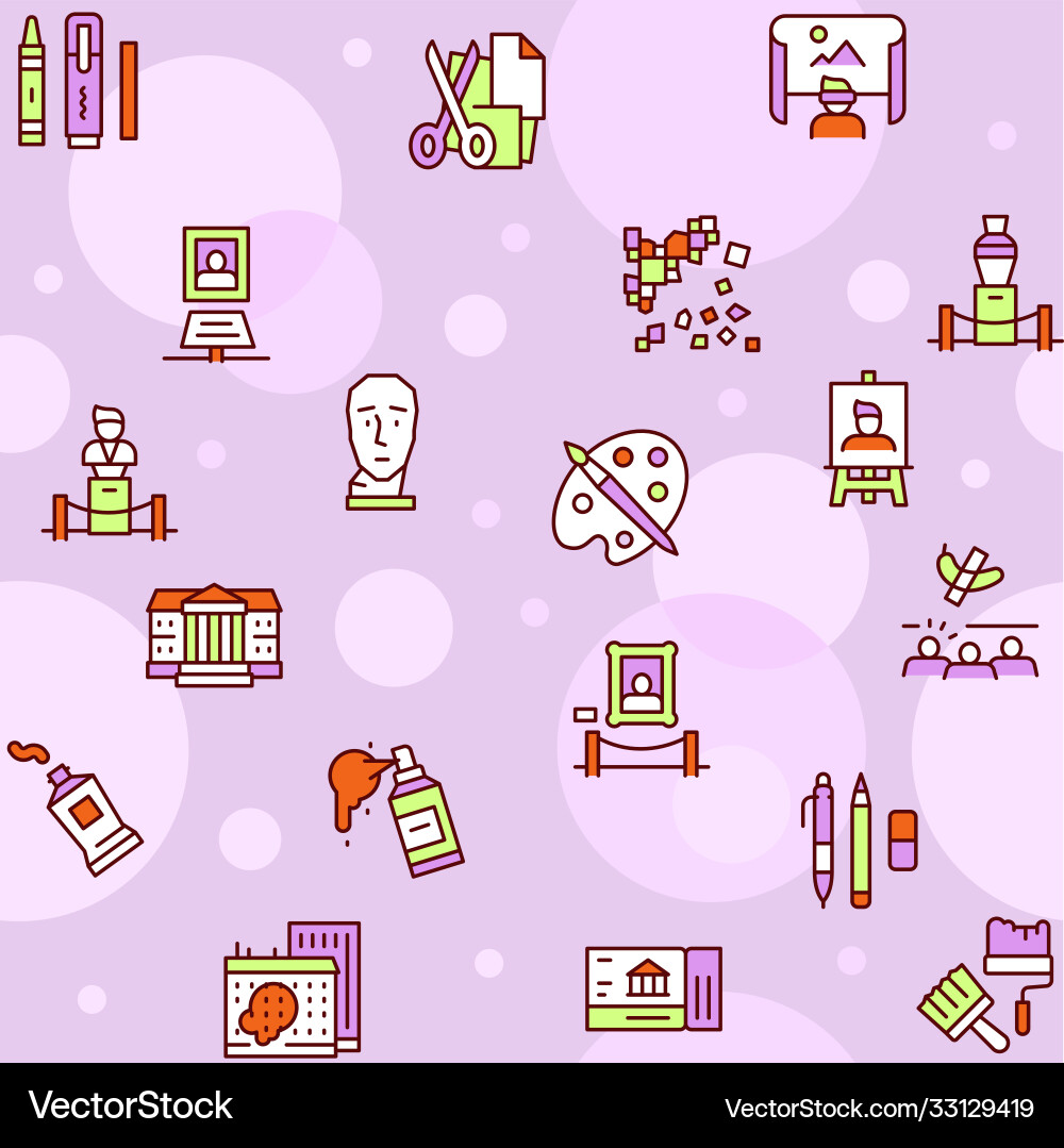 Art color linear icon set editable stroke Art color linear icon set editable stroke vector image