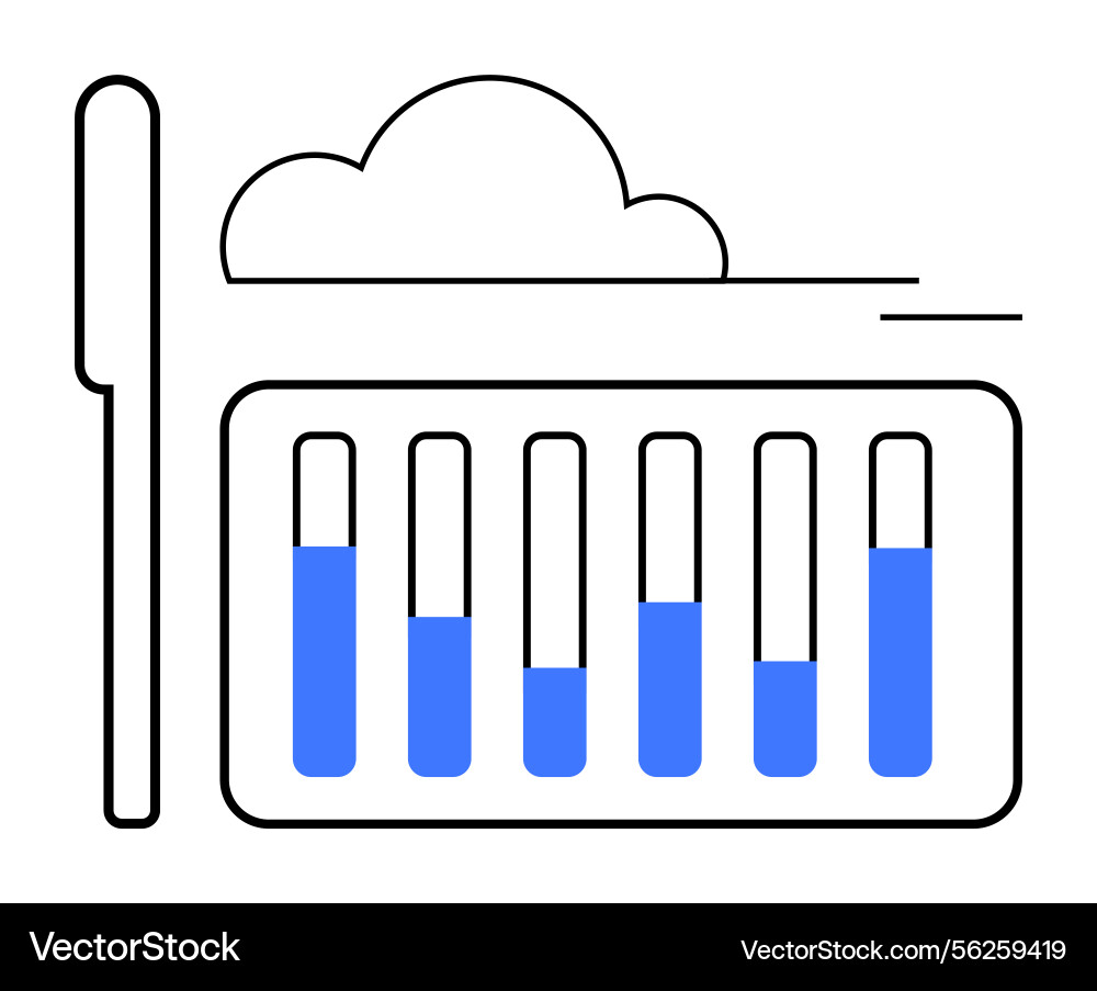 Cloud data analytics with bar chart showing Cloud data analytics with bar chart showing Vector Image