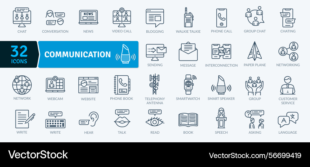 Communication Icons: Network & Connection vector image