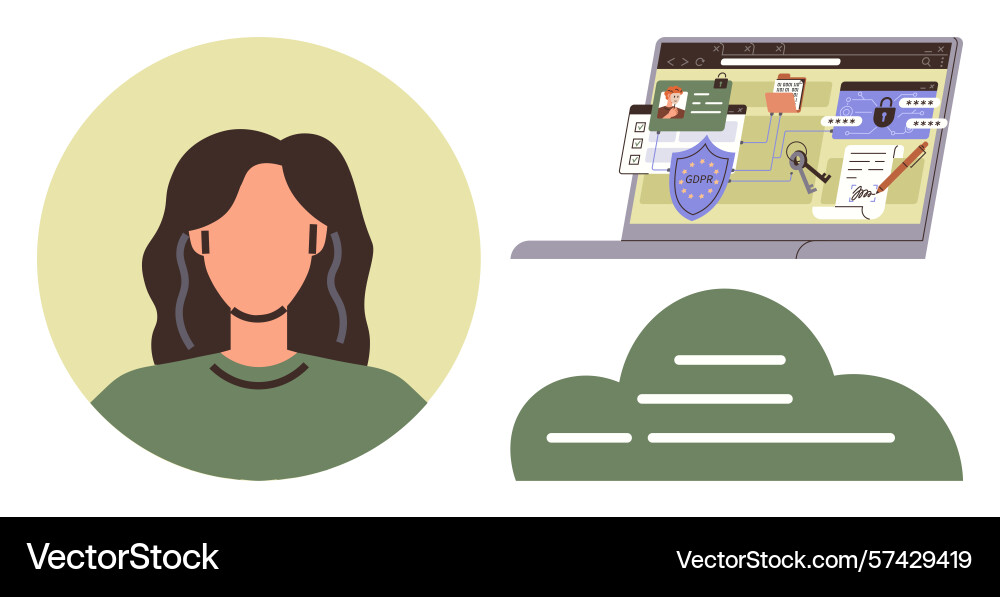 Digital security and online privacy with user Digital security and online privacy with user vector image