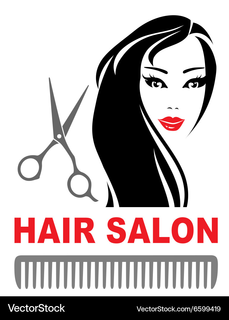 Hair Salon with Girl and Scissors Vector Image