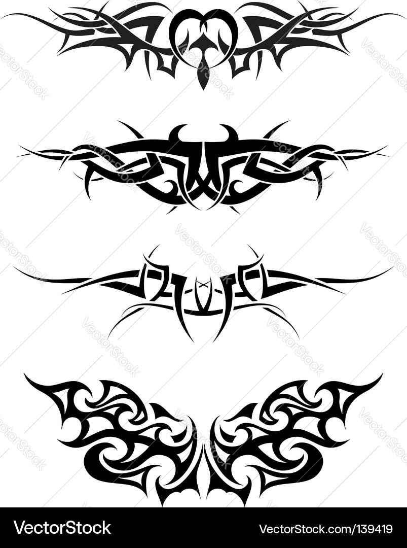 Ornamental Tribal Tattoo Set Vector Image
