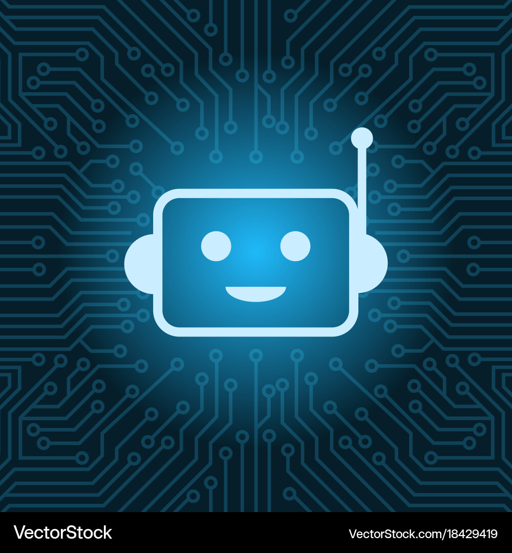 Smiling Robot Circuit Icon vector image