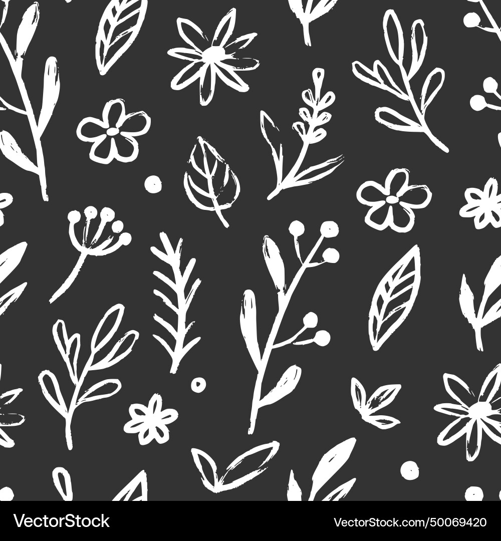 Abstract flower doodle brush seamless pattern Abstract flower doodle brush seamless pattern vector image