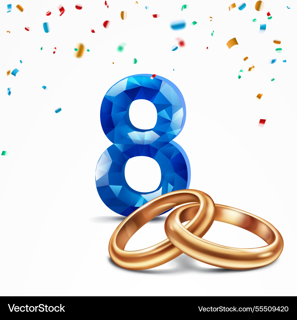 Blau Nummer 8 und goldene Hochzeitsringe Blau Nummer 8 und goldene Hochzeitsringe vektorbild
