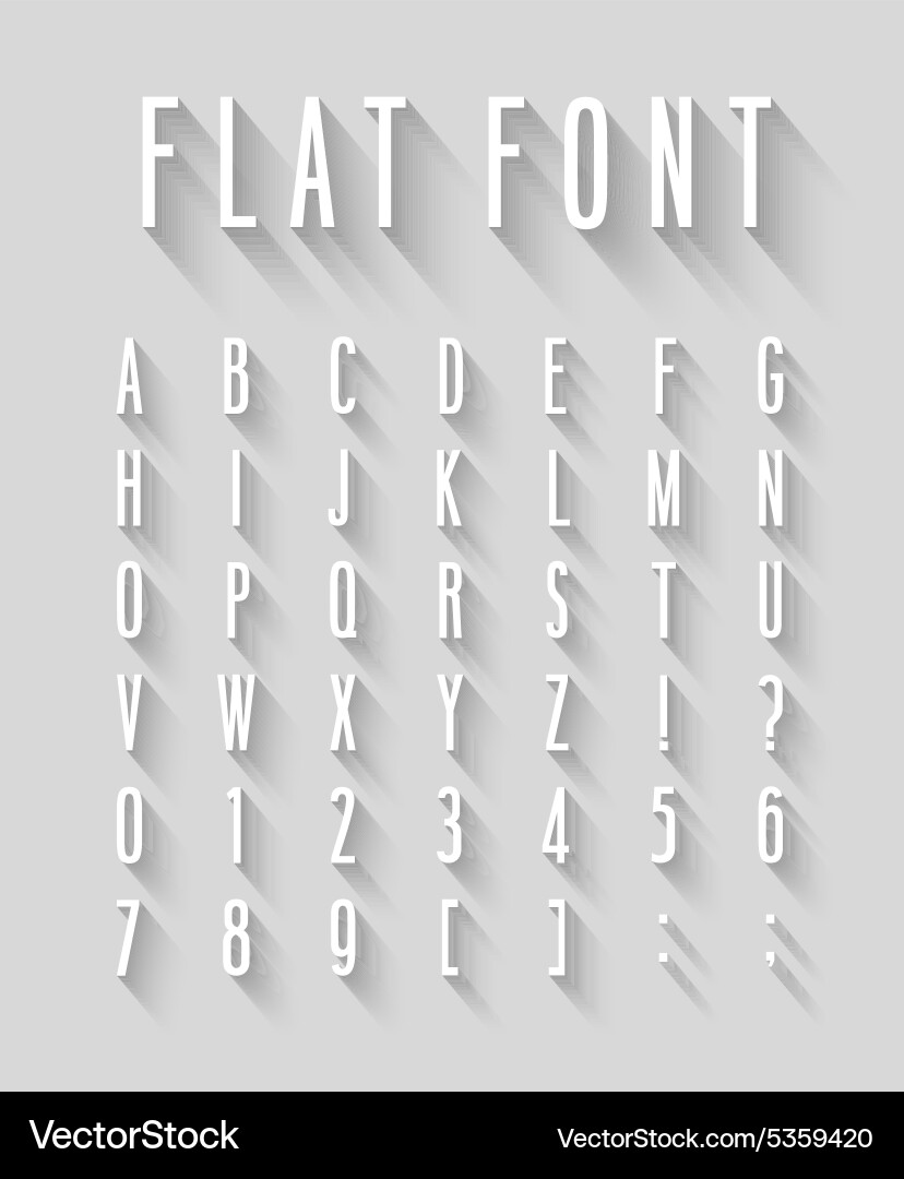 Flat Font with Shadow Vector Image