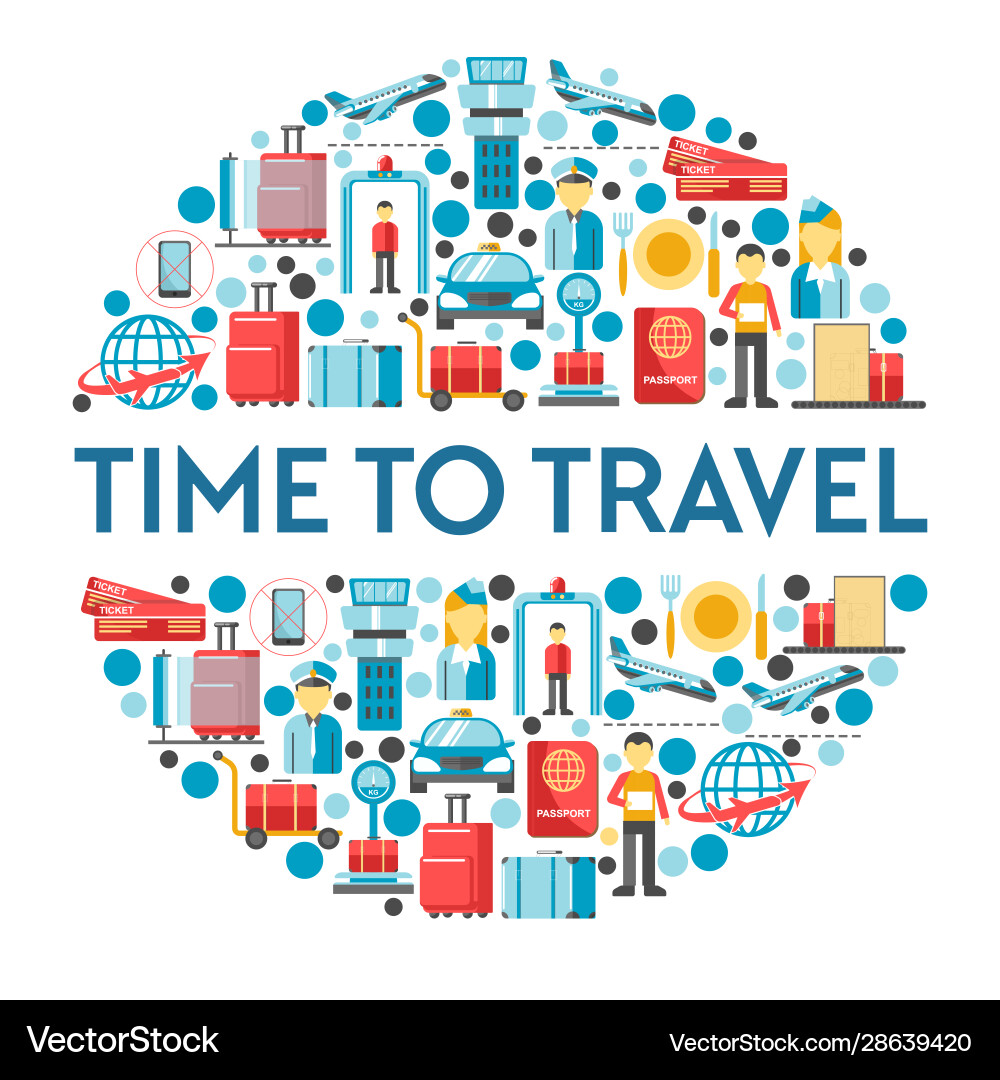 Flight and airport isolated icon traveling air Flight and airport isolated icon traveling air vector image