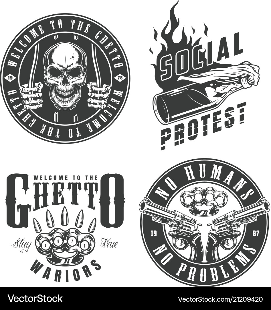 Gangster Emblem Set Vector Image