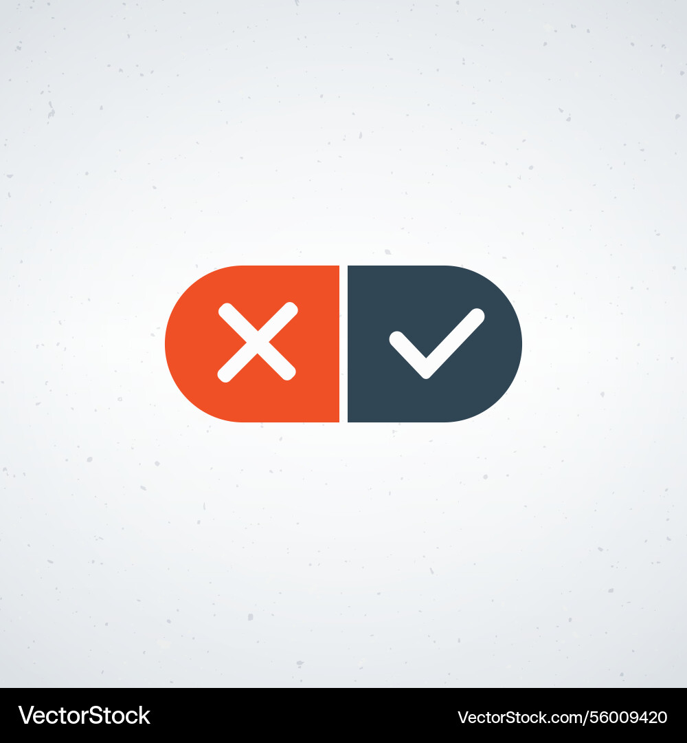 Minimalistic choice icon with x and checkmark vector image