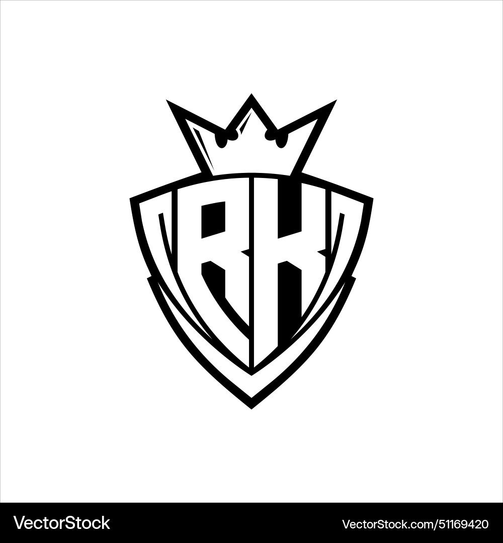 Rk letter logo with sharp triangle shield shape Rk letter logo with sharp triangle shield shape Vector Image