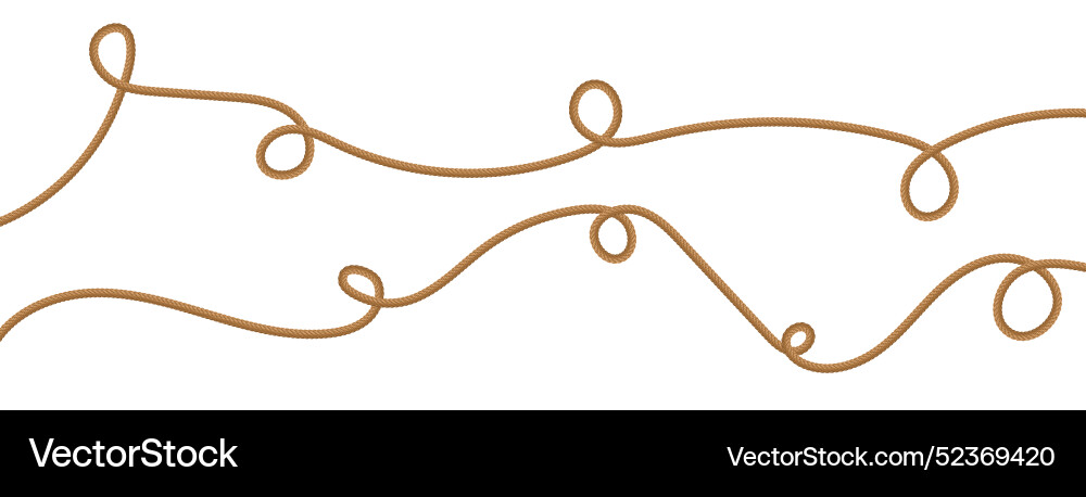 Rope string realistic jute cord hemp twisted Vector Image