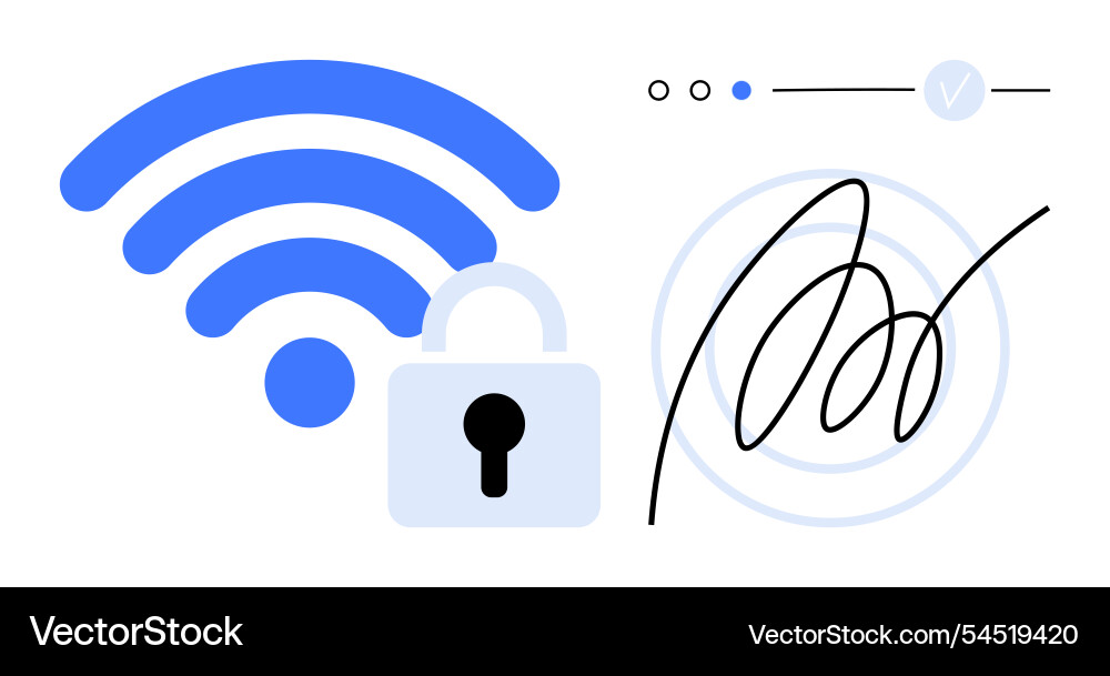 Secure wireless connection concept with lock Secure wireless connection concept with lock vector image