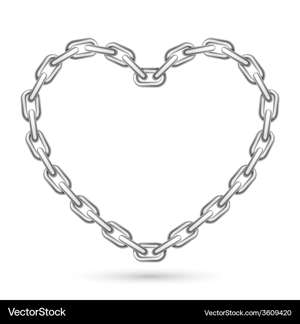 Silver Heart Chain Vector Image