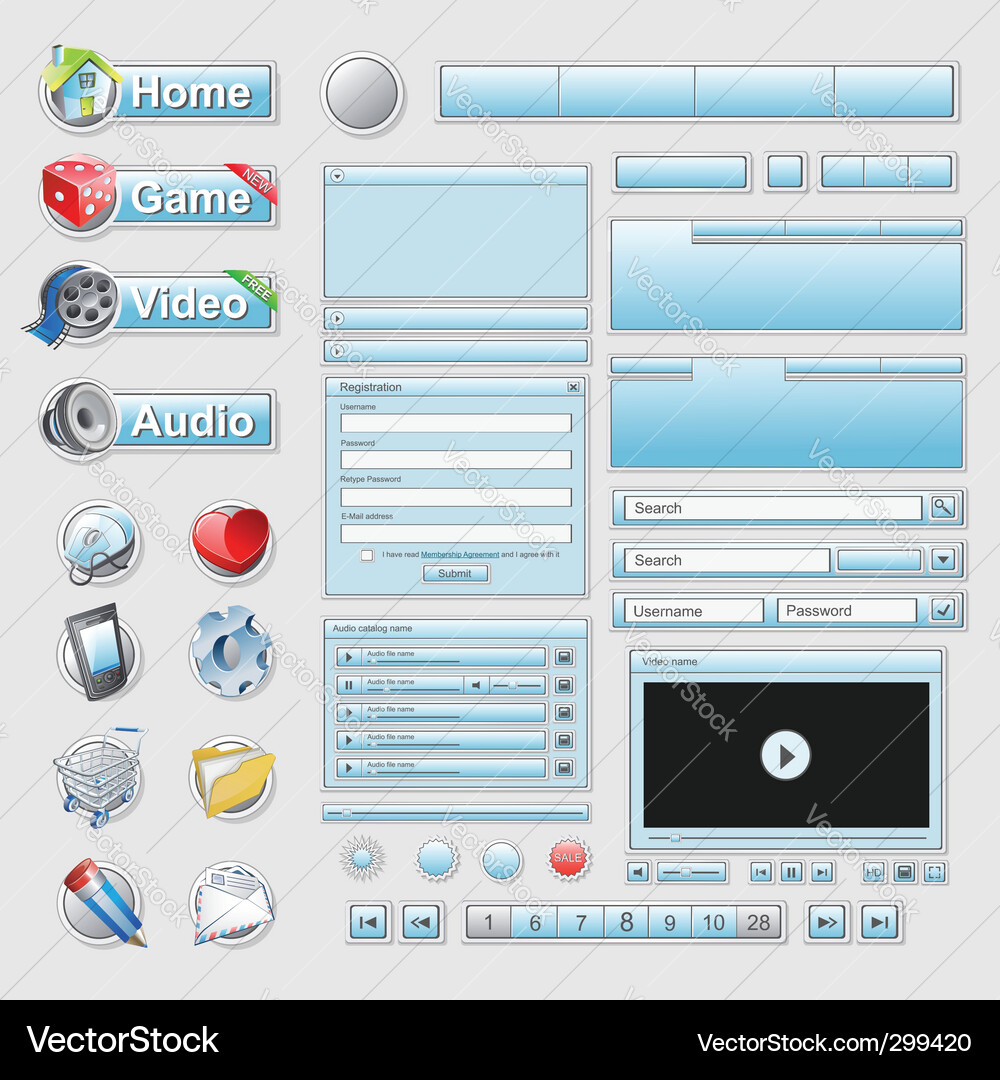Website Interface Elements Vector Image