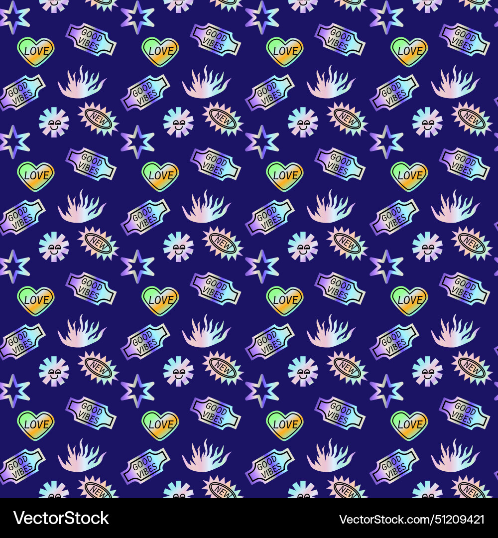2000s pattern with hologram stickers smiling 2000s pattern with hologram stickers smiling vector image