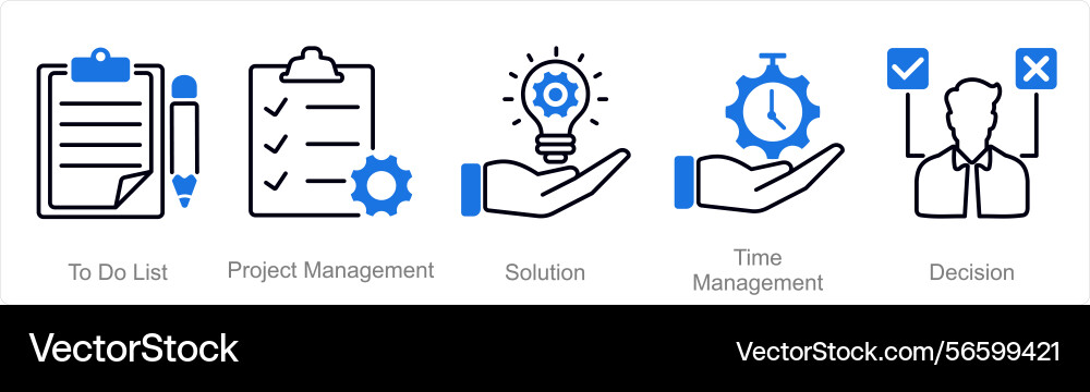 A set of 5 project management icons as to do list Vector Image