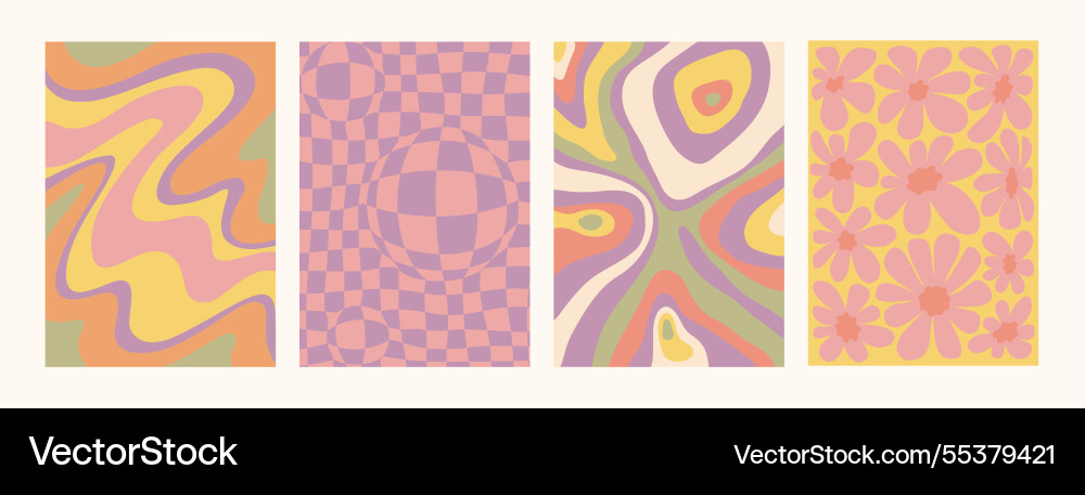 Abstract psychedelic retro pattern set groovy Abstract psychedelic retro pattern set groovy Vector Image