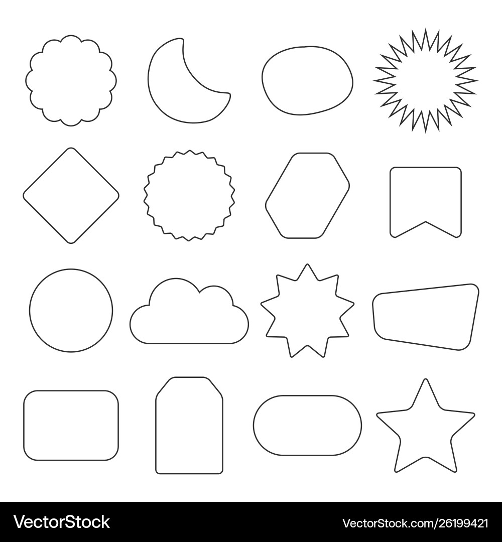 Black outline isolated kids shapes icons set Vector Image