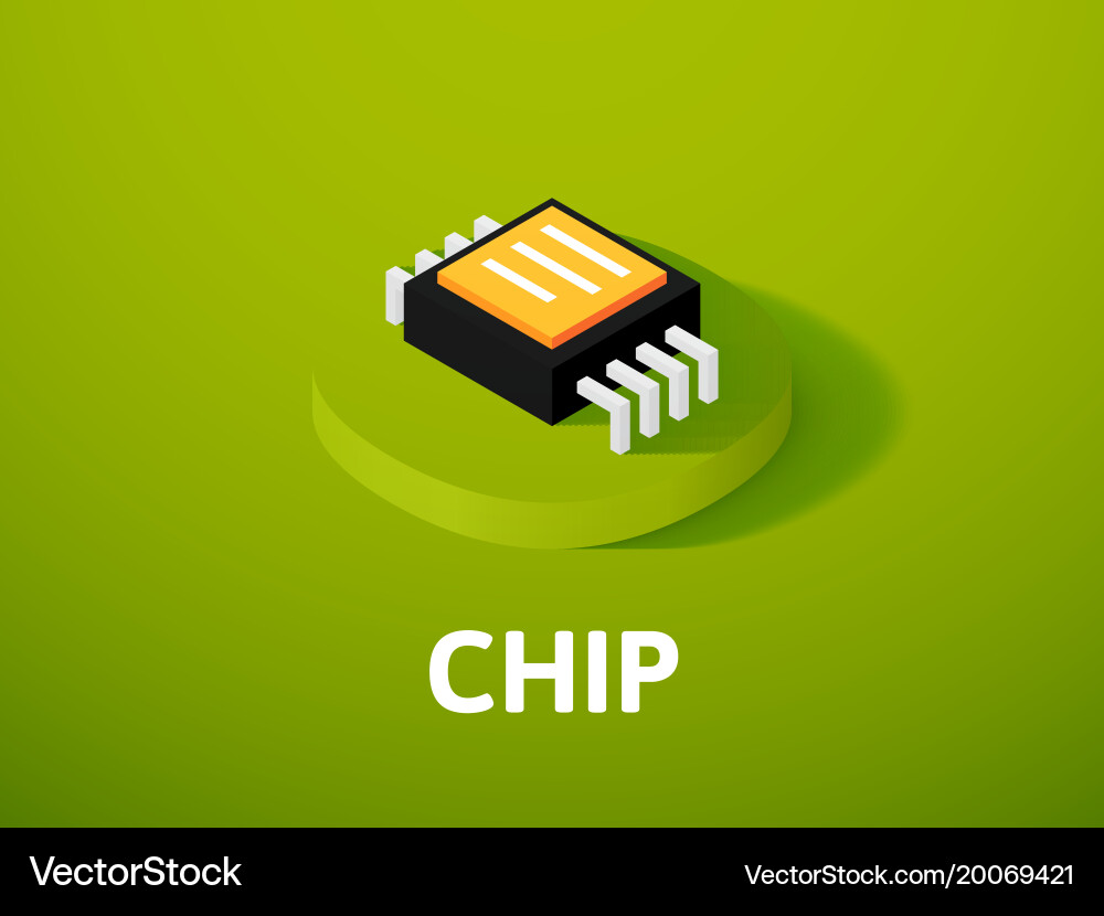 Chip isometric icon isolated on color background vector image