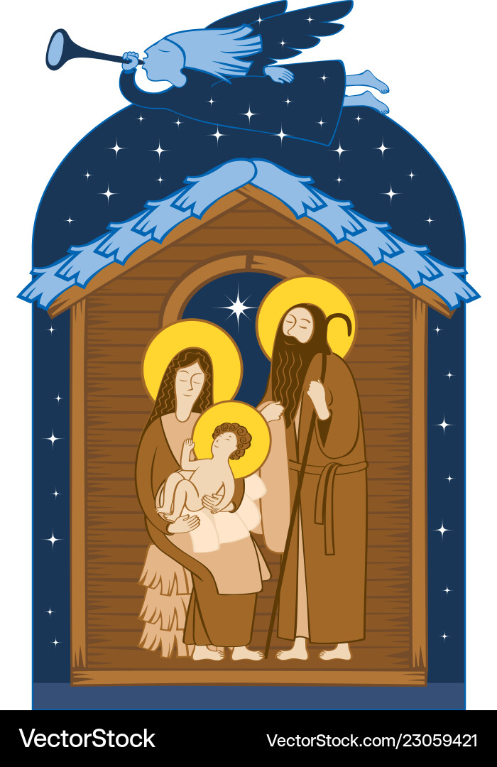 christmas-nativity-scene-holy-family-and-angel-vector-image for Free Printable Pictures Of The Holy Family Christmas nativity scene holy family and angel Vector Image for Free Printable Pictures Of The Holy Family
