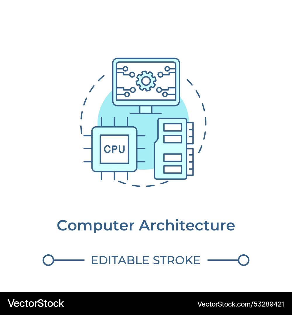 Computer architecture soft blue concept icon vector image