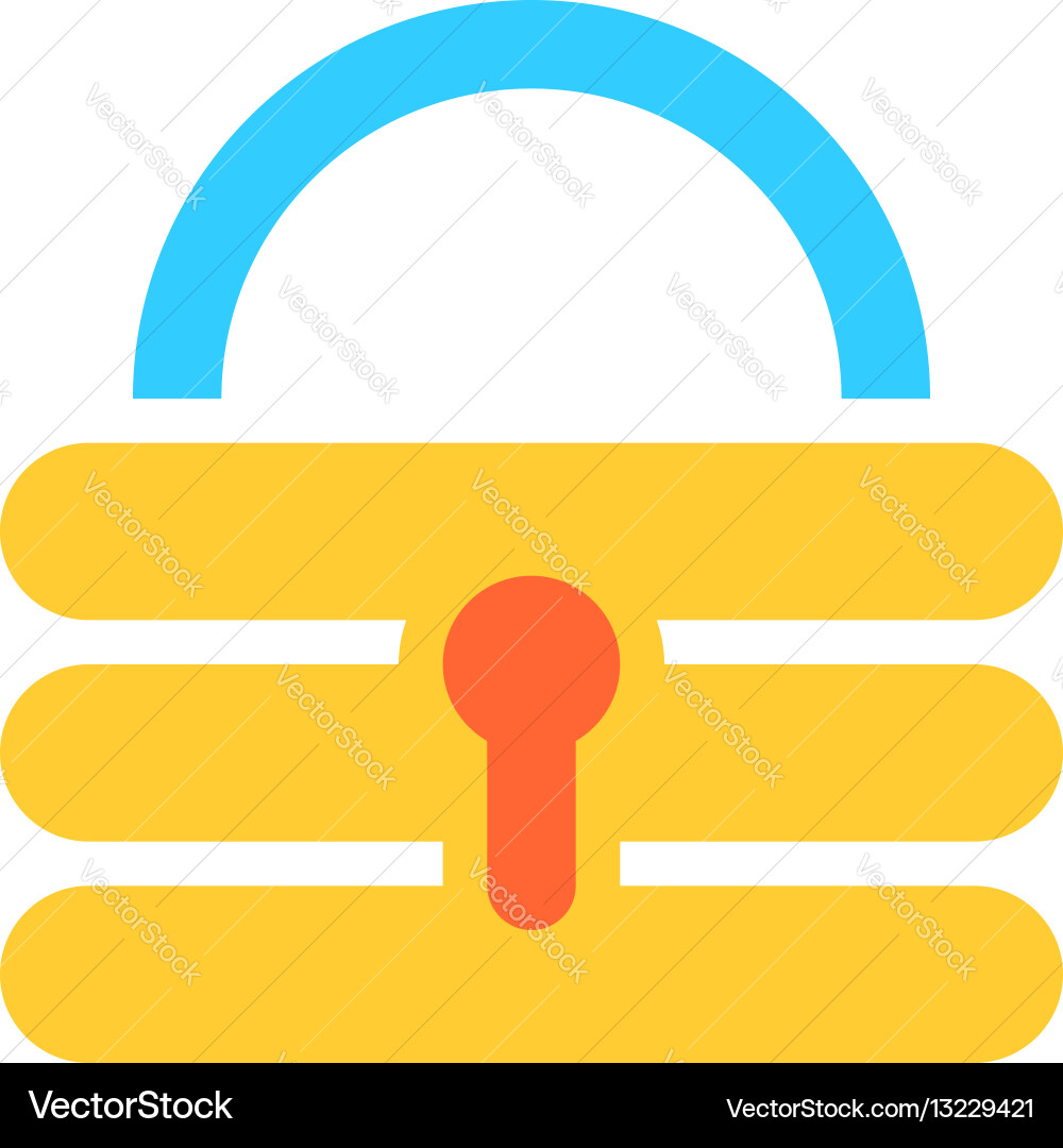 Flat padlock icon lock sign password button vector image
