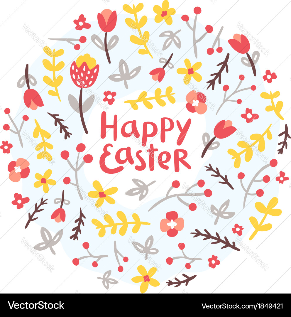 Floral Easter Wreath vector image