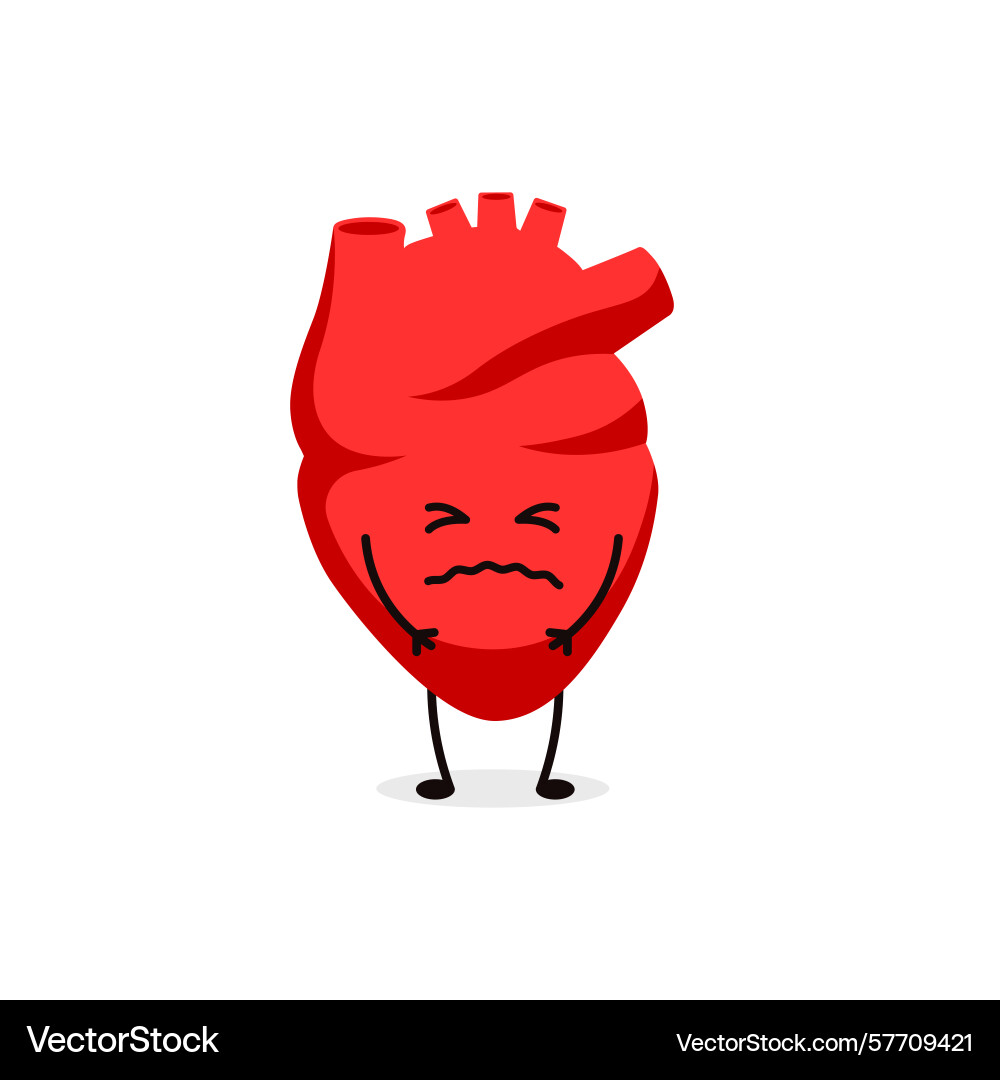 Heart character with frown showing intense emotion Vector Image