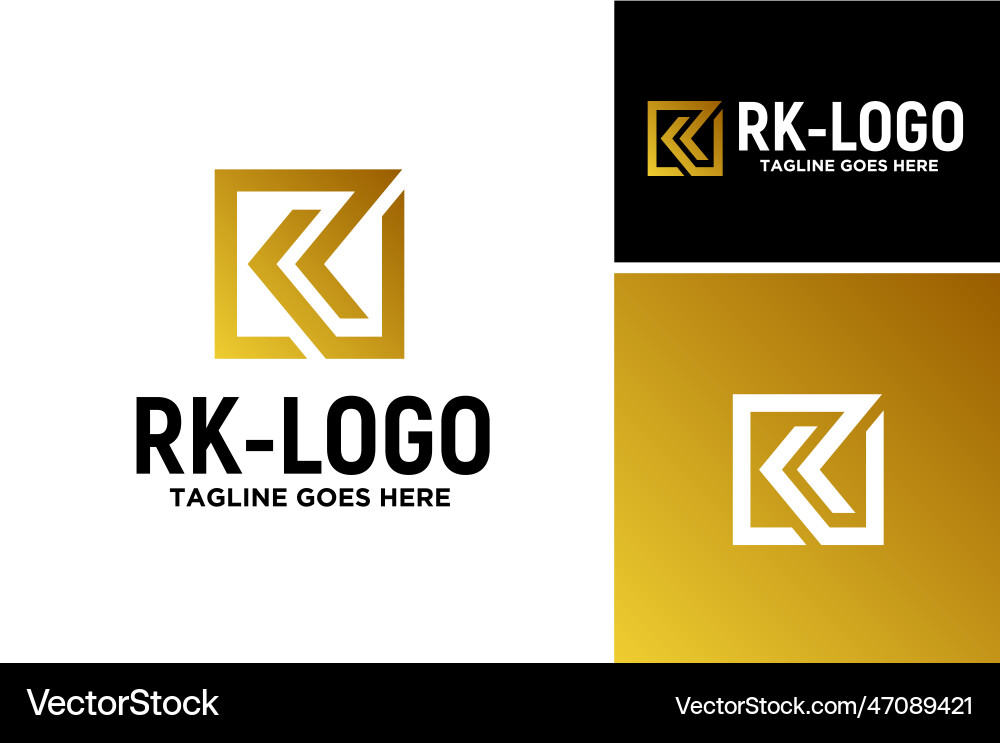 Initial r k monogram rk kr modern square logo Initial r k monogram rk kr modern square logo vector image