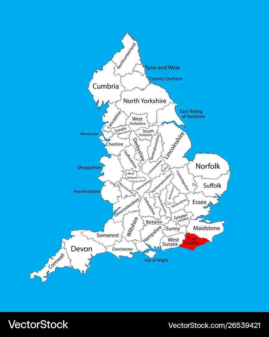 Map east sussex south england uk vector image