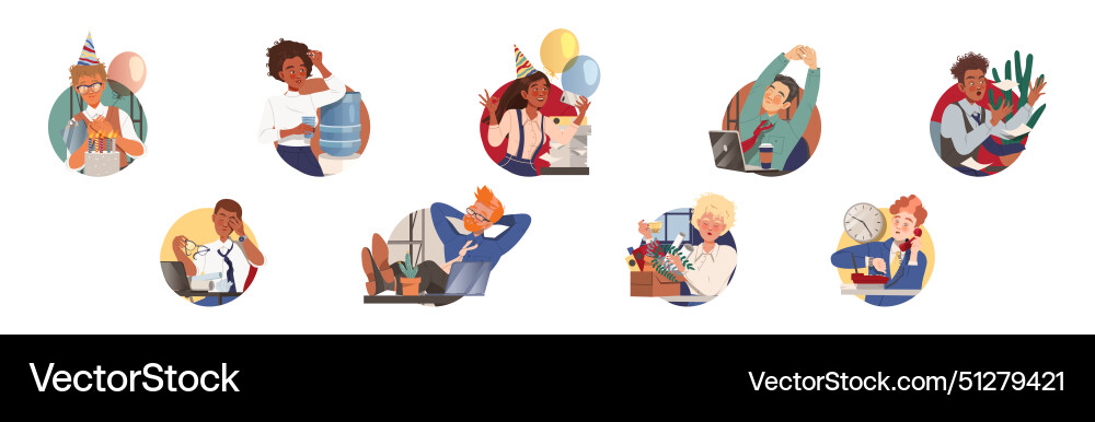 Office worker man and woman character set Vector Image