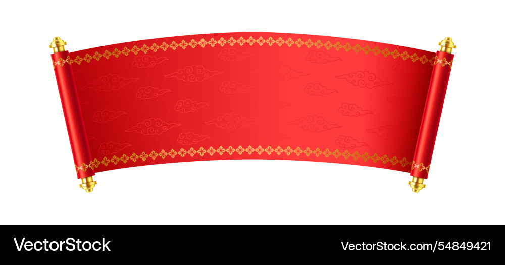 Red Chinese Scroll with Mockup Vector Image