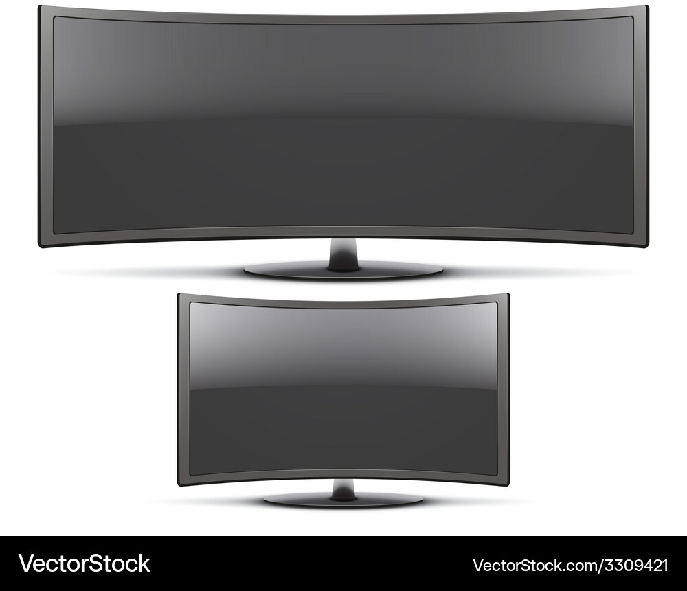Set frontal view of curved widescreen led or lcd Vector Image