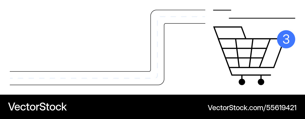Shopping cart with notification for three items Shopping cart with notification for three items vector image
