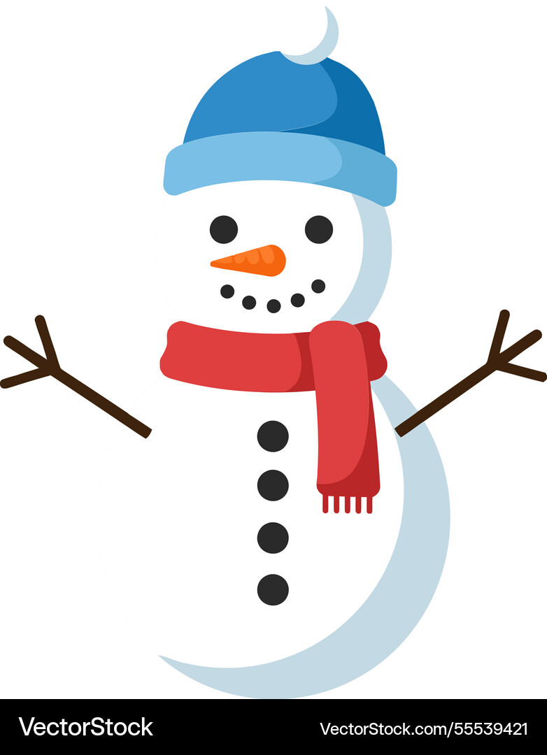 Snowman character design in flat style Vector Image