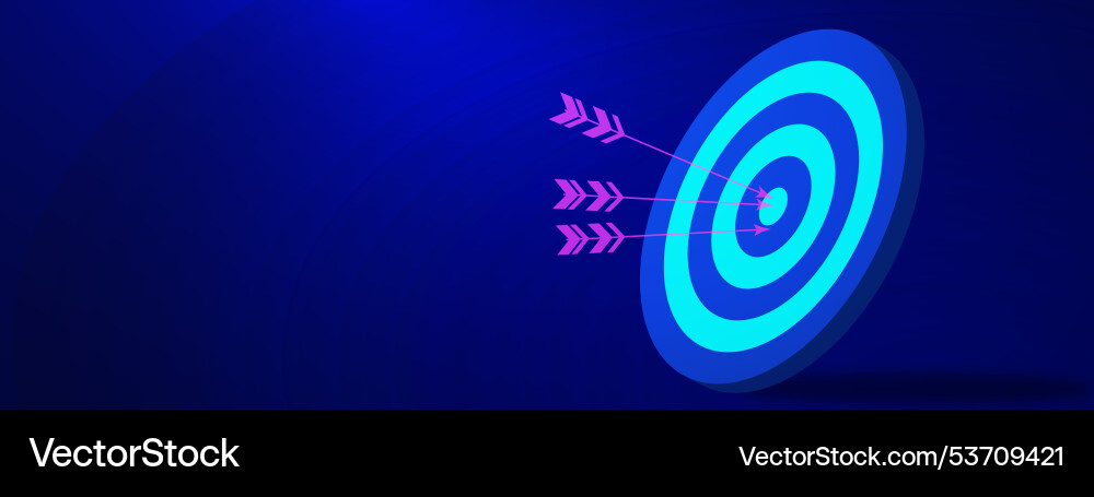 Target with dart arrows on dark blue background Vector Image