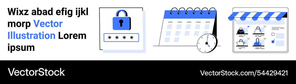 Website interface elements security lock calendar Website interface elements security lock calendar vector image